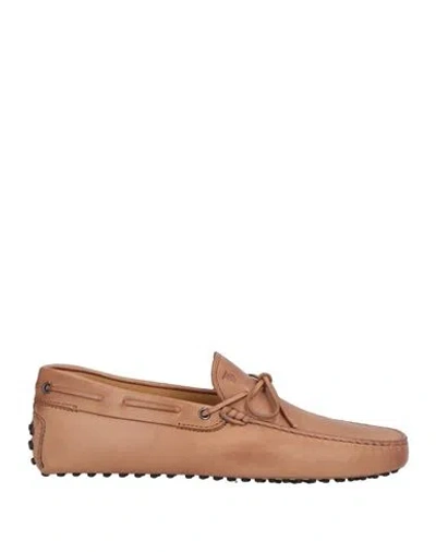 Tod's Man Loafers Camel Size 9 Leather In Beige