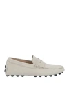 Tod's Man Loafers Cream Size 8.5 Leather In White
