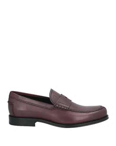 Tod's Man Loafers Plum Size 9.5 Leather In Purple