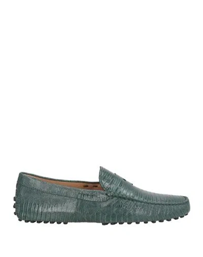 Tod's Man Loafers Deep Teal Size 9 Leather In Green