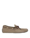Tod's Man Loafers Light Brown Size 9 Leather In Dove Grey