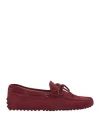 Tod's Man Loafers Garnet Size 7.5 Leather In Red