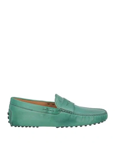 Tod's Man Loafers Green Size 9 Leather
