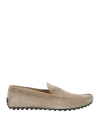 Tod's Mens Beige Suede Loafers In Grey