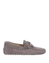Tod's Man Loafers Grey Size 7.5 Leather