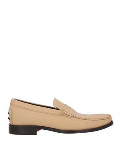 Tod's Man Loafers Beige Size 8.5 Leather In White