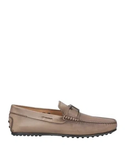 Tod's Man Loafers Khaki Size 7.5 Leather In Beige