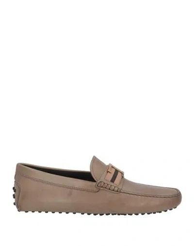 Tod's Man Loafers Khaki Size 7.5 Soft Leather In Beige