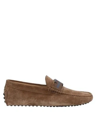 Tod's Man Loafers Khaki Size 7.5 Soft Leather In Beige