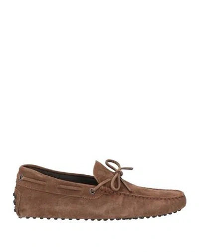 Tod's Man Loafers Khaki Size 9 Leather In Sand