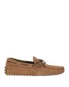 Tod's Bisquit Leather Moccasin With Rubber Sole In Beige