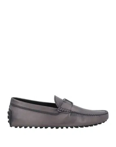 Tod's Man Loafers Lead Size 11.5 Calfskin In Grey