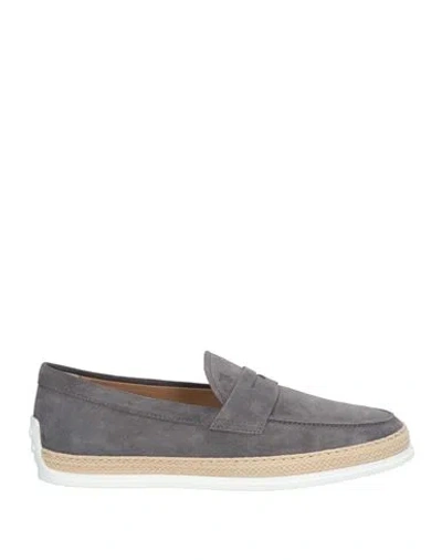 Tod's Man Loafers Lead Size 7.5 Leather In Grey