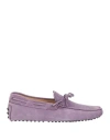 Tod's Man Loafers Lilac Size 9 Leather In Purple