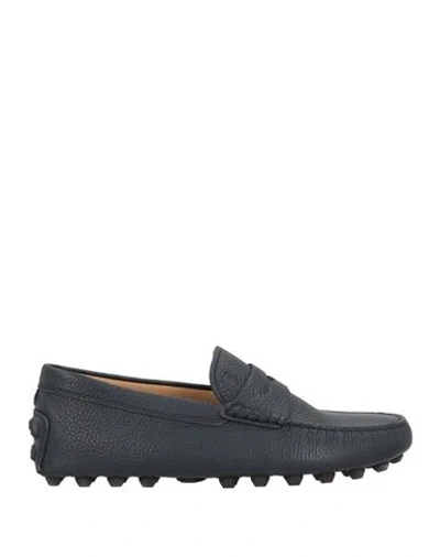 Tod's Man Loafers Midnight Blue Size 12 Leather In Animal Print