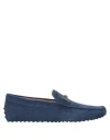 Tod's Streamlined Leather Moccasin Loafers With Pebble Outsole In Blue