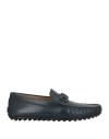 Tod's Man Loafers Navy Size 7 Leather In Navy Blue