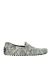 Tod's Man Loafers Military Green Size 8 Textile Fibers, Soft Leather In Green