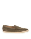 Tod's Mocassins In Nubuck With Logo In Green