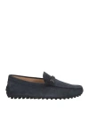 Tod's Man Loafers Navy Size 7 Leather In Navy Blue