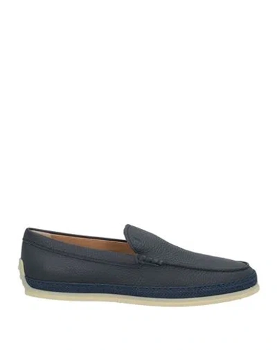 Tod's Man Loafers Navy Size 7 Leather In Blue