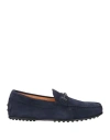 Tod's Man Loafers Navy Size 7.5 Leather In Blue
