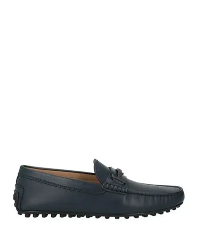 Tod's Man Loafers Navy Size 8.5 Leather In Blue