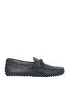 Tod's Man Loafers Navy Size 9 Soft Leather In Blue