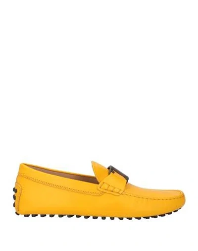 Tod's Man Loafers Marigold Size 9 Leather In Yellow