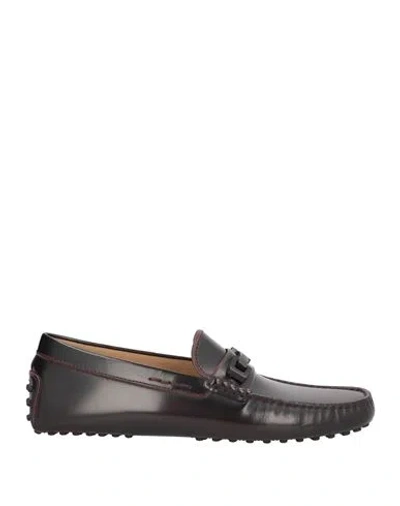 Tod's Man Loafers Plum Size 9 Leather In Purple