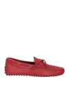 Tod's Man Loafers Burgundy Size 9 Leather In Red
