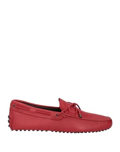 Tod's Man Loafers Red Size 8.5 Leather