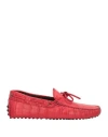 Tod's Man Loafers Red Size 8.5 Soft Leather