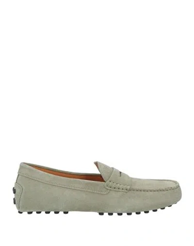 Tod's Man Loafers Sage Green Size 9 Leather In Gray