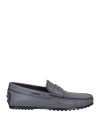 Tod's Man Loafers Slate Blue Size 6.5 Leather In Blue