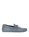 Tod's Man Loafers Slate Blue Size 9 Soft Leather
