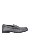 Tod's Man Loafers Charcoal Size 9 Leather In Grey