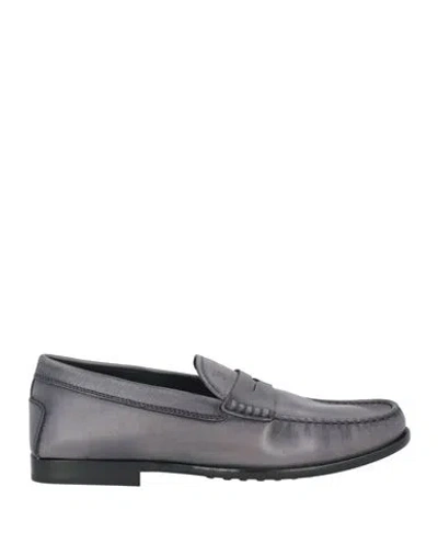 Tod's Man Loafers Charcoal Size 9 Leather In Grey