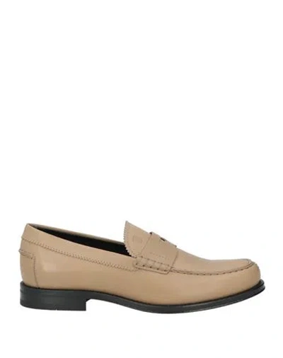 Tod's Man Loafers Taupe Size 9 Soft Leather In Gray