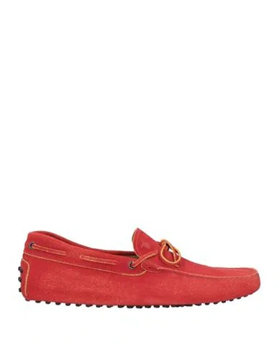 Tod's Man Loafers Tomato Red Size 8.5 Calfskin