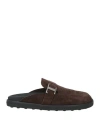 Tod's Man Mules & Clogs Dark Brown Size 9 Leather In Animal Print