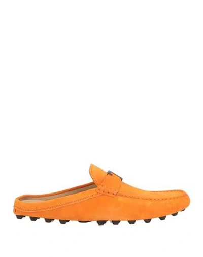 Tod's Man Mules & Clogs Orange Size 8.5 Leather