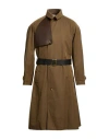 Tod's Man Overcoat & Trench Coat Khaki Size Xxs Cotton, Cow Leather In Brown