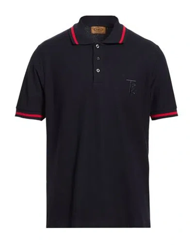 Tod's Man Polo Shirt Midnight Blue Size L Cotton, Polyester, Elastane In Black