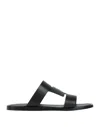Tod's Man Sandals Black Size 6 Leather