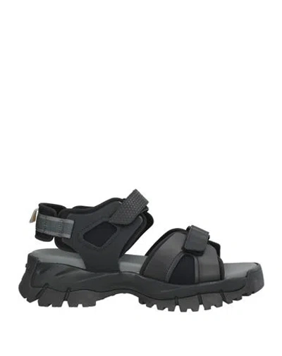 Tod's Man Sandals Black Size 9 Textile Fibers, Leather