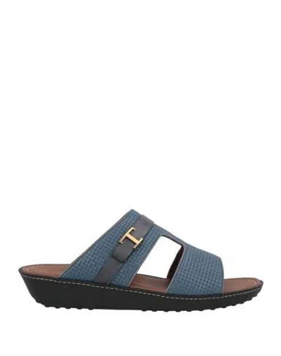 Tod's Man Sandals Blue Size 9 Leather