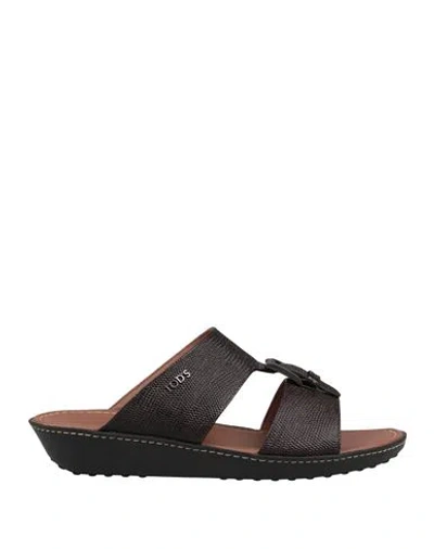 TOD'S TOD'S MAN SANDALS DARK BROWN SIZE 9 LEATHER
