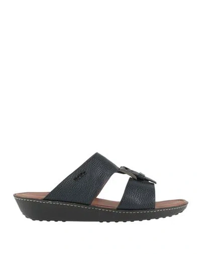 Tod's Man Sandals Midnight Blue Size 8.5 Leather