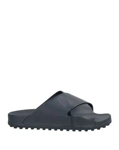 Tod's Man Sandals Midnight Blue Size 9 Calfskin